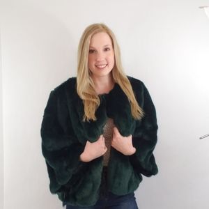 CK emerald faux fur cover up